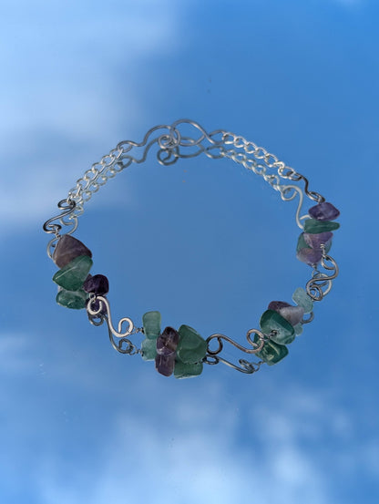 Amethyst and Turquoise Spiral Bracelet