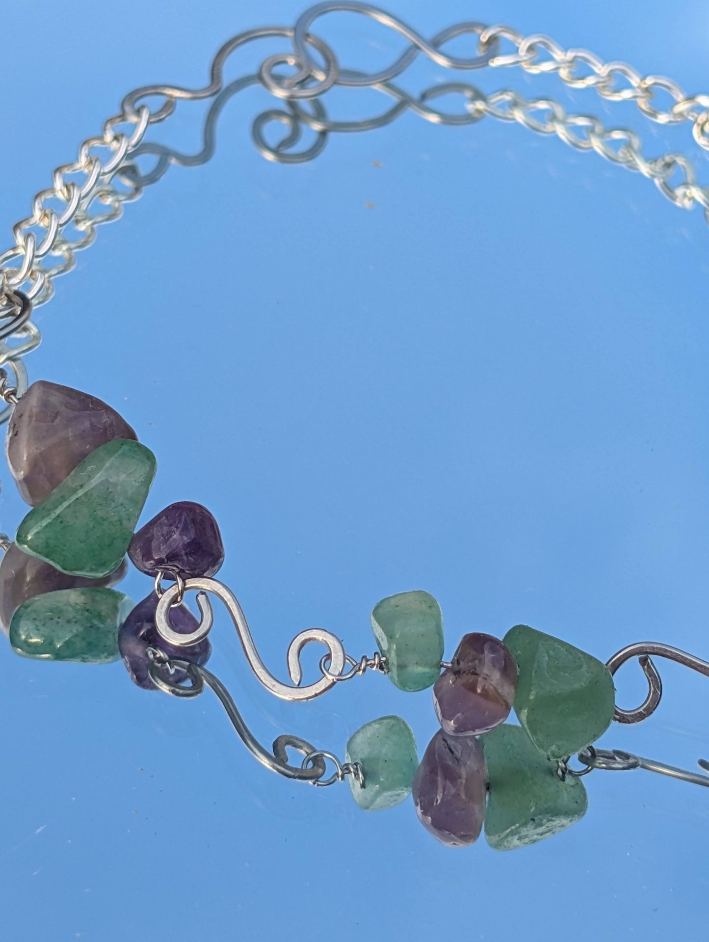 Amethyst and Turquoise Spiral Bracelet