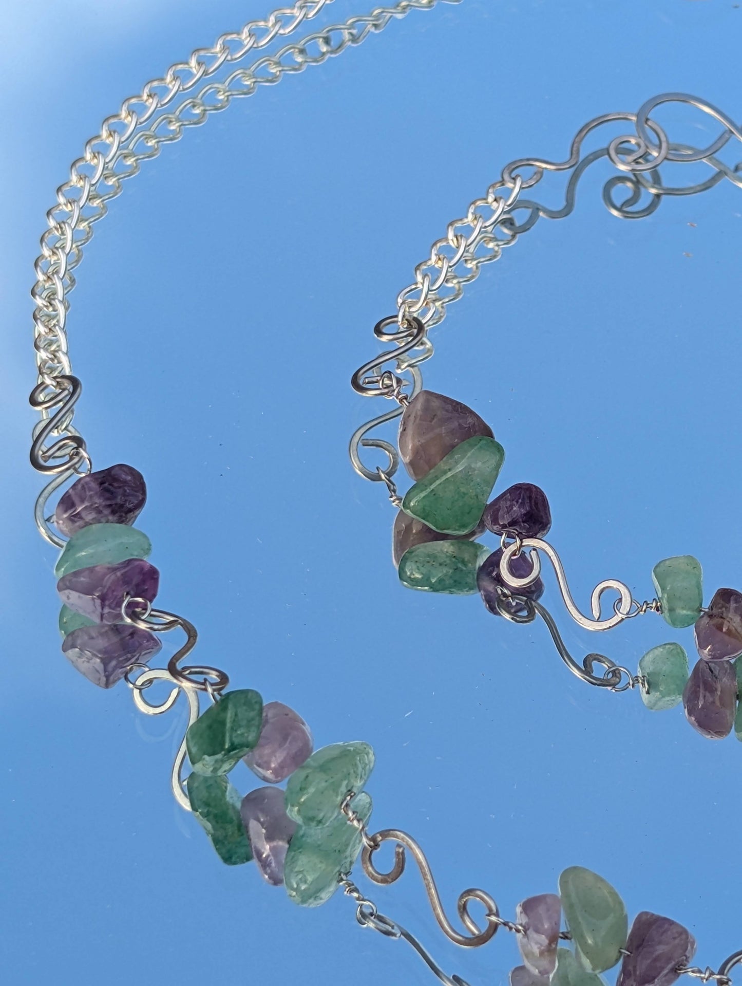Amethyst and Turquoise Spiral Bracelet