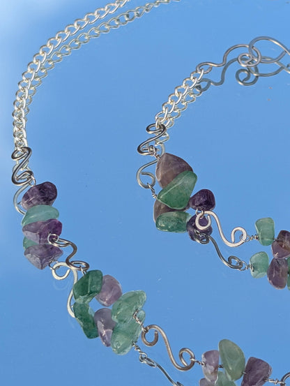 Amethyst and Turquoise Spiral Bracelet