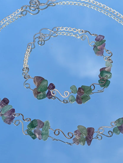 Amethyst and Turquoise Spiral Necklace