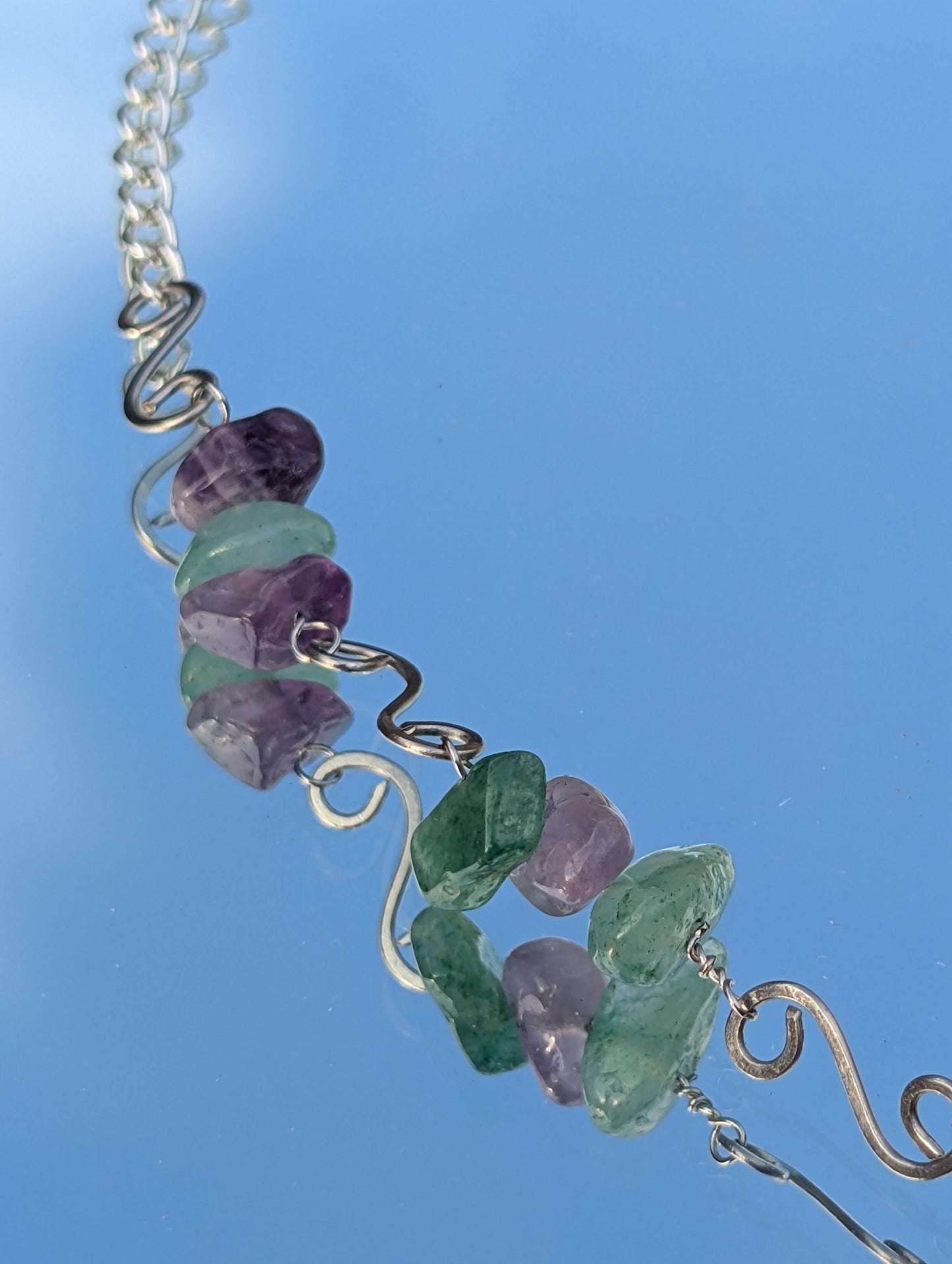 Amethyst and Turquoise Spiral Necklace