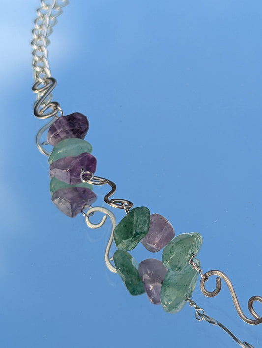 Amethyst and Turquoise Spiral Necklace