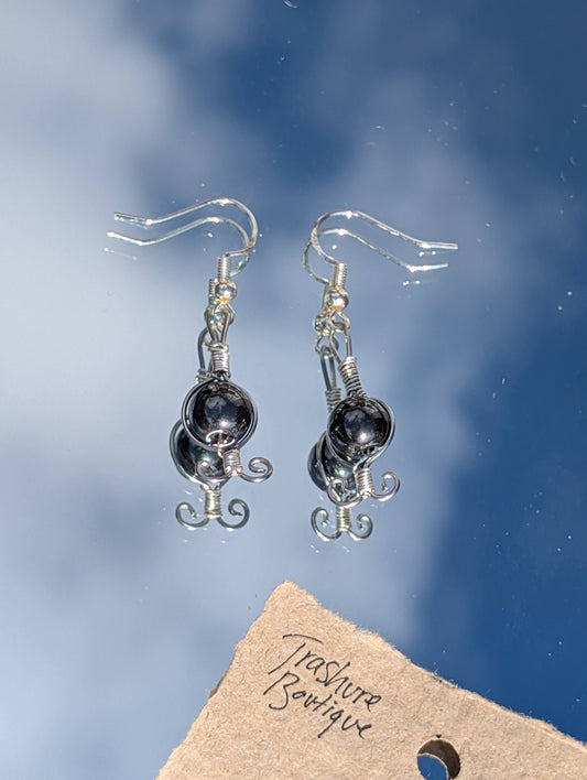 Black Metallic Style Earrings