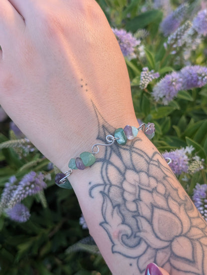 Amethyst and Turquoise Spiral Bracelet