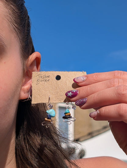 Genuine Semi-precious Gemstone Dangle Earrings