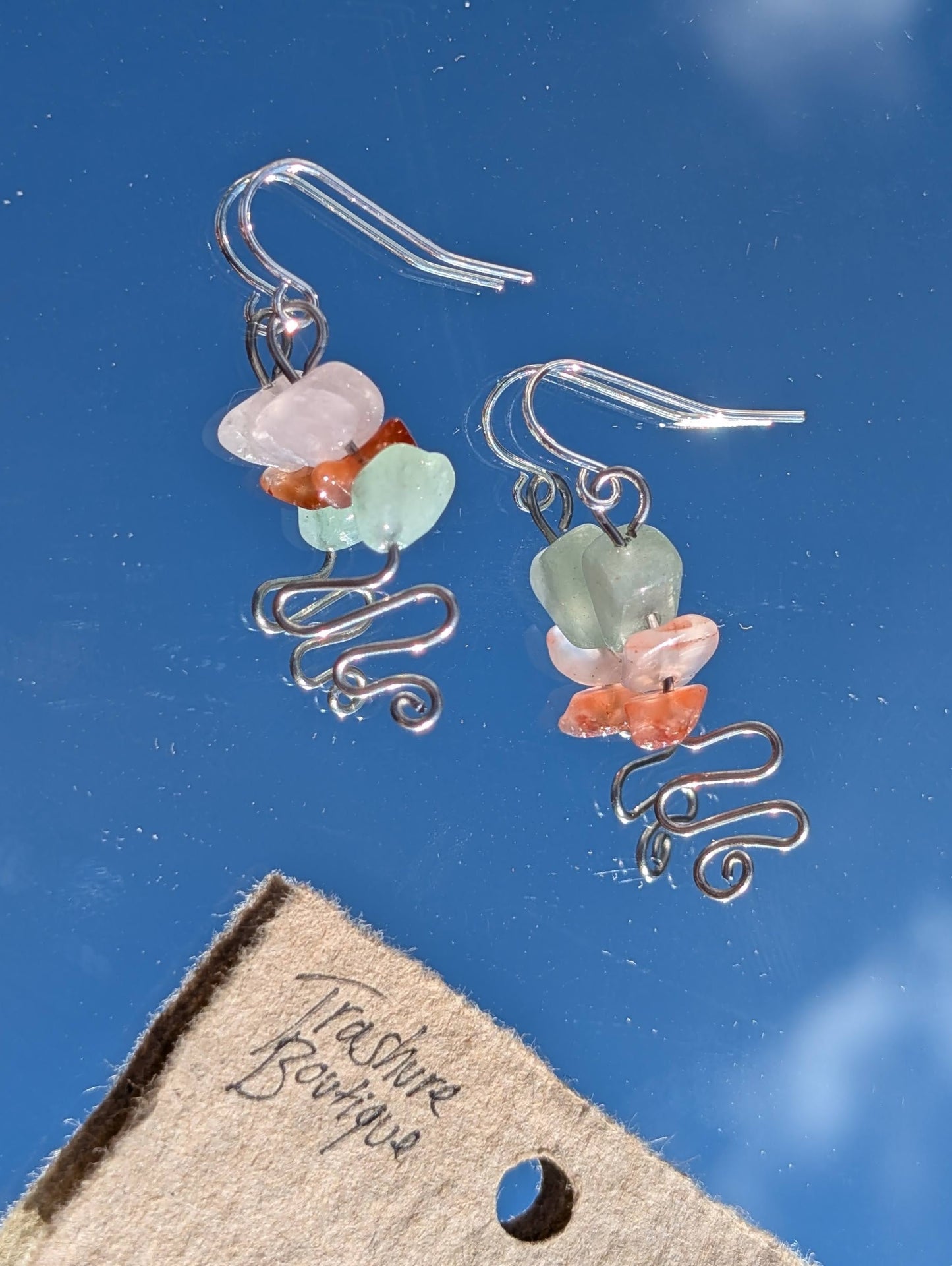 Genuine Semi-precious Gemstone Dangle Earrings